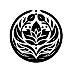 Elegant Black Floral Mandala, Minimalist Design for Branding