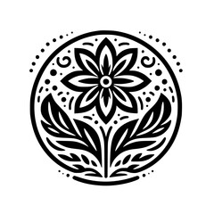 Floral Mandala: Black and White Botanical Design