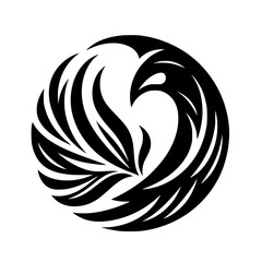 Minimalist Raven Circle Logo: Black & White Illustration for Branding