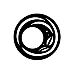 Abstract Black & White Circle Logo with Botanical Elements