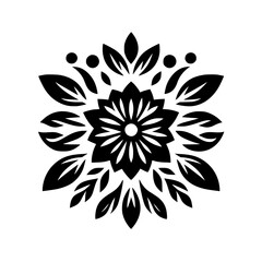 Minimalist Black & White Floral Mandala Design, Decorative, Elegant
