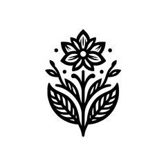 Elegant Floral Design: Minimalist Black and White Illustration