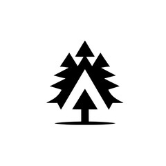 Abstract Forest Icon: Black & White Pine Tree Symbol, Vector Design