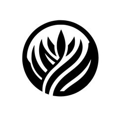 Abstract Black and White Logo of Organic Shape in Circle