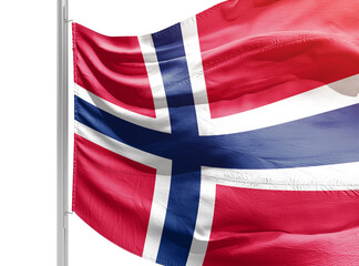 Fototapeta premium Norway national flag waving on white background. Flag waving with clipping path easily cutout. Norway national flag for independence day.
