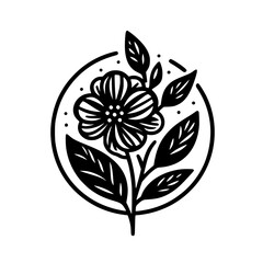 Minimalist Black and White Floral Illustration - Botanical Design