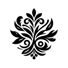 Elegant Black Floral Motif on White Background