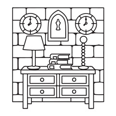 Cozy space coloring pages, bold and easy coloring pages, space coloring page, line art, victor illustration, black & white design, bold & easy coloring book, background