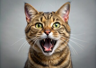 Fototapeta premium Front View Of Ferocious Looking Cat Animal