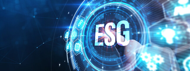 ESG Environmental Social Governance concept. Technology, Internet and network concept.