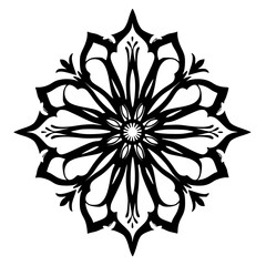 Ornamental Black and White Floral Mandala Design