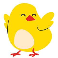 Cute yellow bird cartoon in flat style, ideal for kids, educational designs, and fun projects.