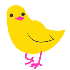 Cute yellow bird cartoon in flat style, ideal for kids, educational designs, and fun projects.