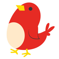 Cute red bird cartoon in flat style, perfect for kids, decorations, and educational graphics.