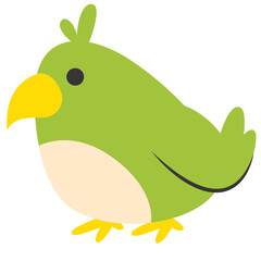 Cute green bird cartoon in flat style, perfect for kids, decorations, and educational graphics.