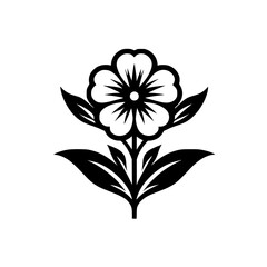 Elegant Black & White Flower Silhouette on White Background