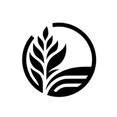Minimalist Black & White Wheat and Landscape Logo Design