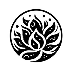 Black and White Lotus Flower Mandala Illustration