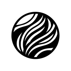 Abstract Black and White Circle with Wavy Lines Design