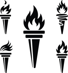 Torch Silhouette Set | Flashlight Vector Icons Pack Flashlight & Torch Silhouette Collection | Minimal Black Icons