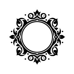 Elegant Black and White Circular Frame, Decorative Ornament