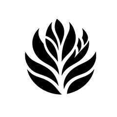 Minimalist Black and White Leafy Illustration for Brand Identity