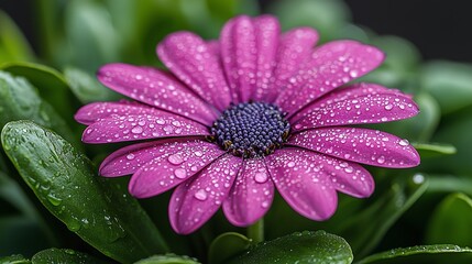A purple flower with water droplets on it