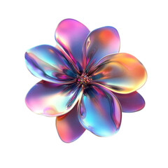 Fototapeta premium Iridescent holographic flower digital art vibrant petals colorful design