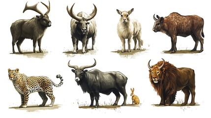 Obraz premium Wild African Animals Illustration.