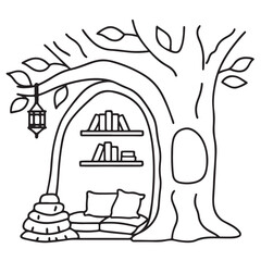 Cozy space coloring pages, bold and easy coloring pages, space coloring page, line art, victor illustration, black & white design, bold & easy coloring book, background