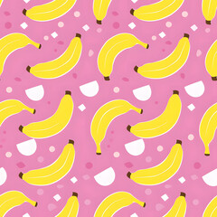 Naklejka premium Pattern of bananas on a pink background, cheerful and vibrant design