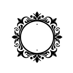 Elegant Floral Frame Silhouette on White Background