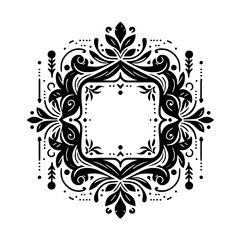 Ornate Black & White Frame Design, Elegant Floral Elements