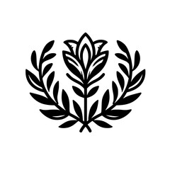 Minimalist Floral Crest: Black & White Botanical Emblem