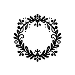 Elegant Black and White Floral Wreath Design