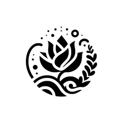 Obraz premium Elegant Floral Logo Design in Minimalist Black & White