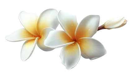 Fototapeta premium Realistic Plumeria Frangipani Bloom on White Background