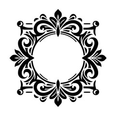 Elegant Black & White Floral Frame, Ornament, for Invitations & Designs