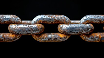 Obraz premium A rusty metal chain on a black background