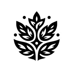 Black and White Leafy Floral Design Element