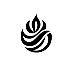 Abstract Black Flame Logo, Modern Minimalist Design, Corporate Branding