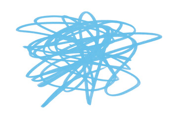 Light blue grunge pen lines, messy lines, hand drawn sketch, abstract doodle, isolated chaotic lines, grunge overlapping lines texture, artwork, ink, transparent background.