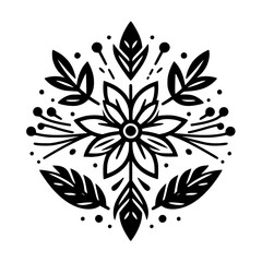 Intricate Black and White Floral Mandala Design for Decorative Use