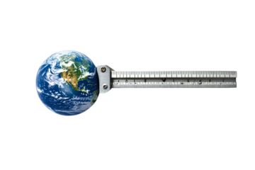 A caliper in the shape of an Earth globe with a transparent background PNG