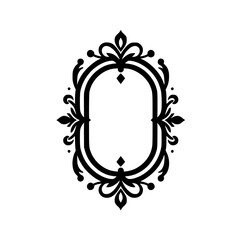 Obraz premium Elegant Ornate Oval Frame, Black Silhouette, Vector Illustration