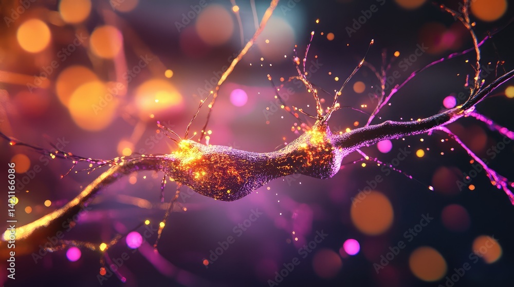 Poster 3d rendered concept of glowing neural data exchange with vibrant lines