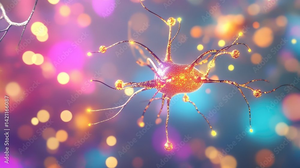 Poster 3d rendered concept of glowing neural data exchange with vibrant lines