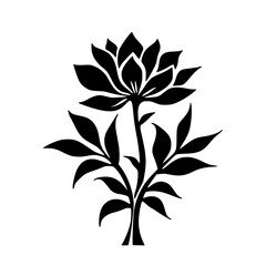 Black Floral Silhouette Design on White Background