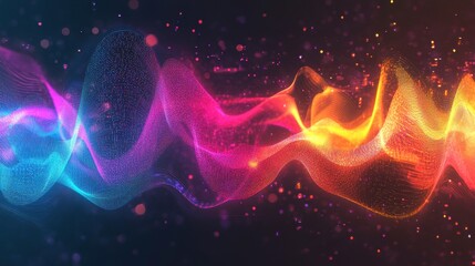 Obraz premium Abstract colorful wave energy flow with particles.