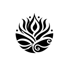 Abstract Lotus Flower Logo in Black and White